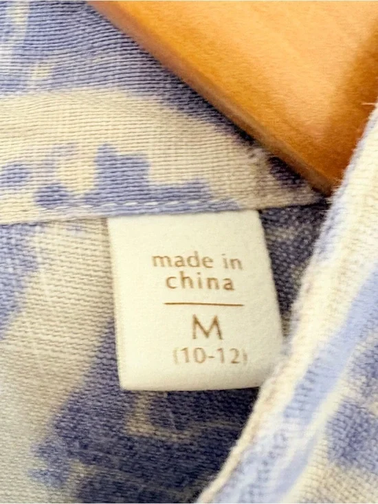 Coldwater Creek Linen Tunic Dress Blue White Paisley Print Pintuck Size M - Picture 5 of 13